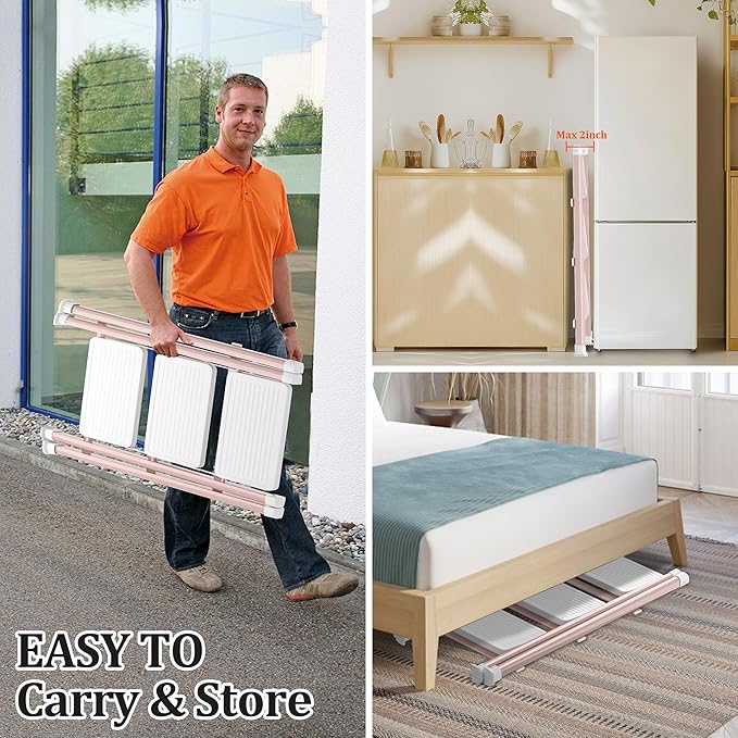 3 Step Ladder, Folding Step Stool with Anti-Slip Wide Pedal, Anti-Slip Feet, Sturdiest Steel Construction, Steel Ladder for Home and Office, Pink White