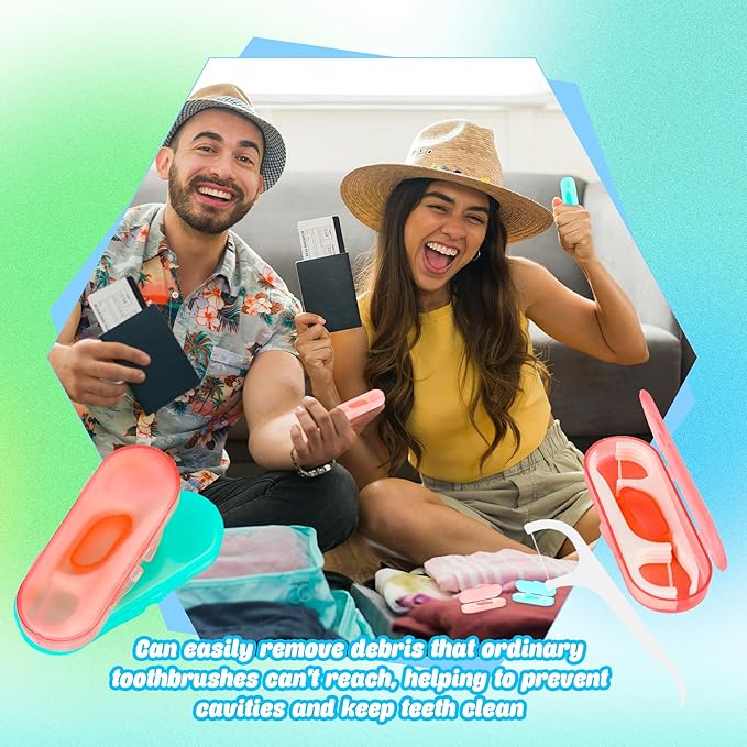 36 Pack Travel Floss Dental Cases with 360 Pcs Toothpick Flossers Portable Picks Individually Sealed Refillable Storage Box for Adults Teeth Cleaning Ideal for Family Hotel Office (Green, Pink)