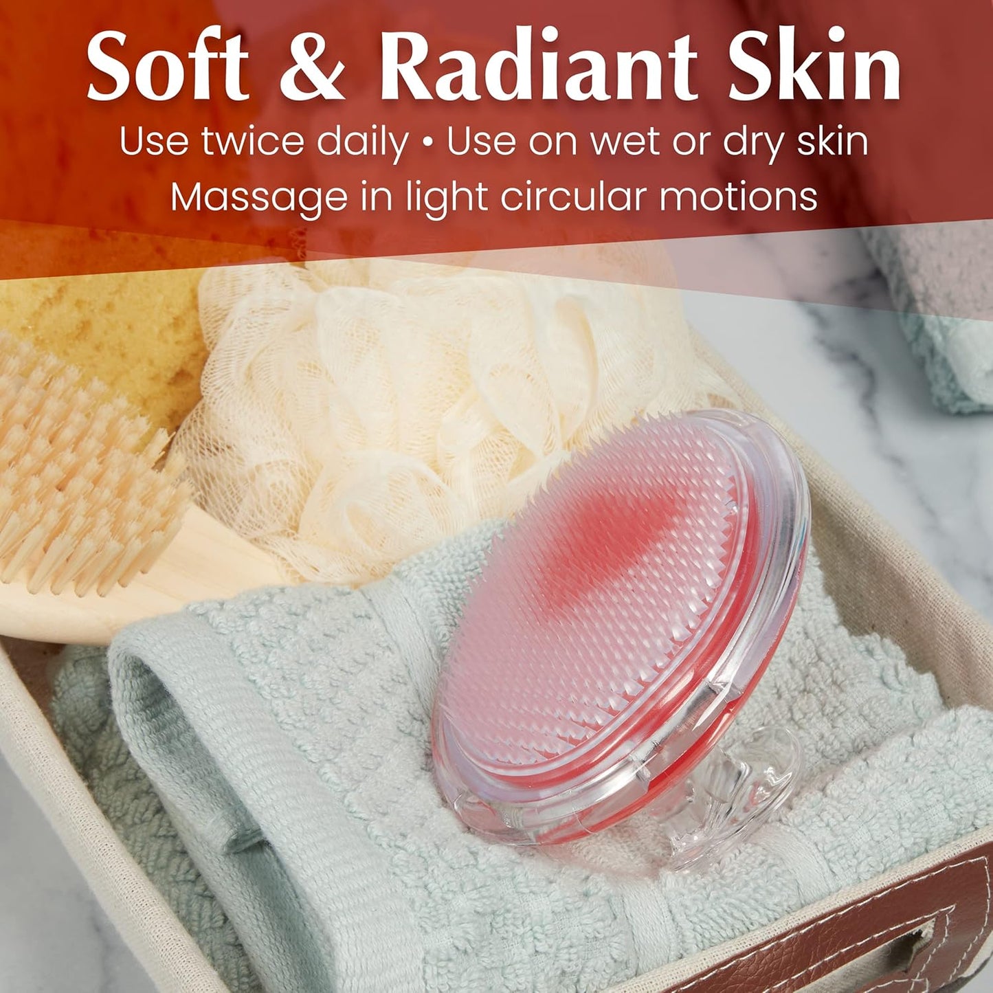 2-Pack Exfoliating Body Scrubber by Dylonic - Ingrown Hair & Razor Bump Solution - Silicone Back Scrubber - 4x3 Inch - Pre-Shave Body Exfoliator - Unisex Shower Essential - Orange