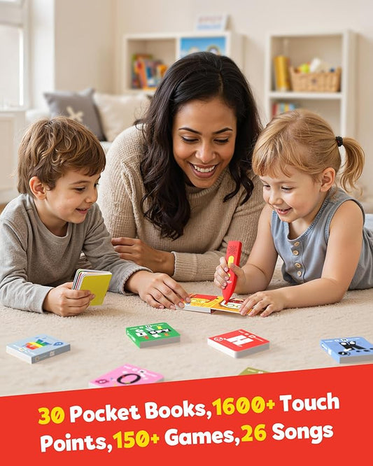 KOKODI Talking Pen 30 Small Books Sets, Interactive Audio Sound Books Kids Learning Electronic Toys for Boys Girls, 30 Palm Books Focused Mini Board Books for Educational Tiny Block Book Learning