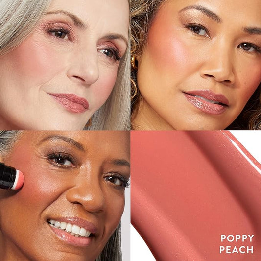 LAURA GELLER NEW YORK Serum Blush Tint, Lightweight Liquid Blush for Cheeks, Weightless Watercolor Sheer Finish, Poppy Peach