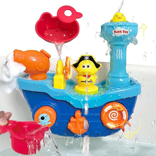 Interactive Bath Toy Duck Boat Baby Bathtub Toys for Toddlers 1-3,Toddlers Bathtub Toys for Kids Ages 4-8 for Girl boy