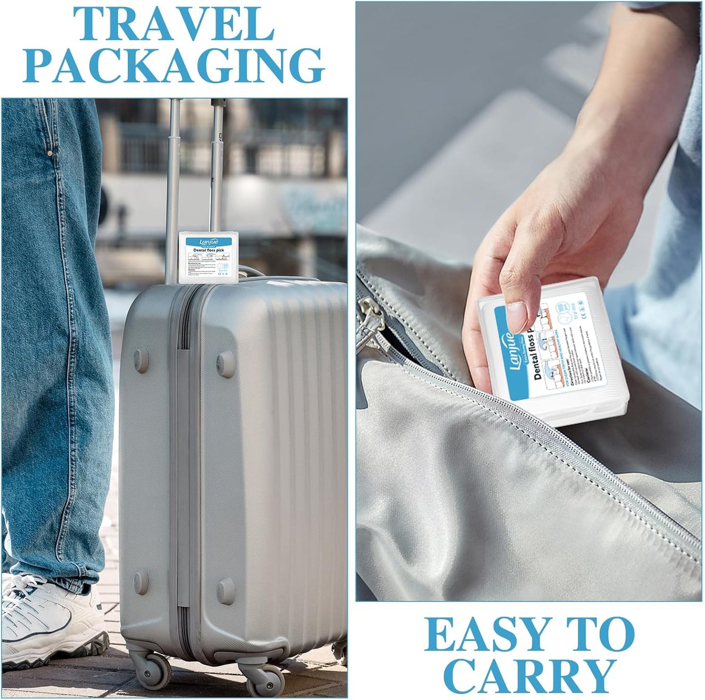 400 Count Dental Floss Picks, Travel Dental Flossers with 4 Portable Case Toothpicks Sticks Dental Tooth Picks Flosser Dental Floss Cleaner Dental Floss Sticks for Family Teeth Cleaning