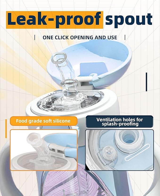 Bunnytoo Baby Sippy Cup with Weighted Straw for Infants 6-12 Months, 8oz Toddler Drinking with Handles, BPA-Free, Transition Trainer for 1+ Year Old (Blue)