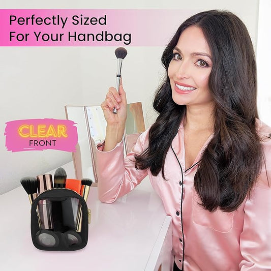 DANCOUR Clear Makeup Bag Mini Makeup Bag for Purse Mini Pouch Purse Clear Pouch Small Cosmetic Cosmetic Travel Case Black