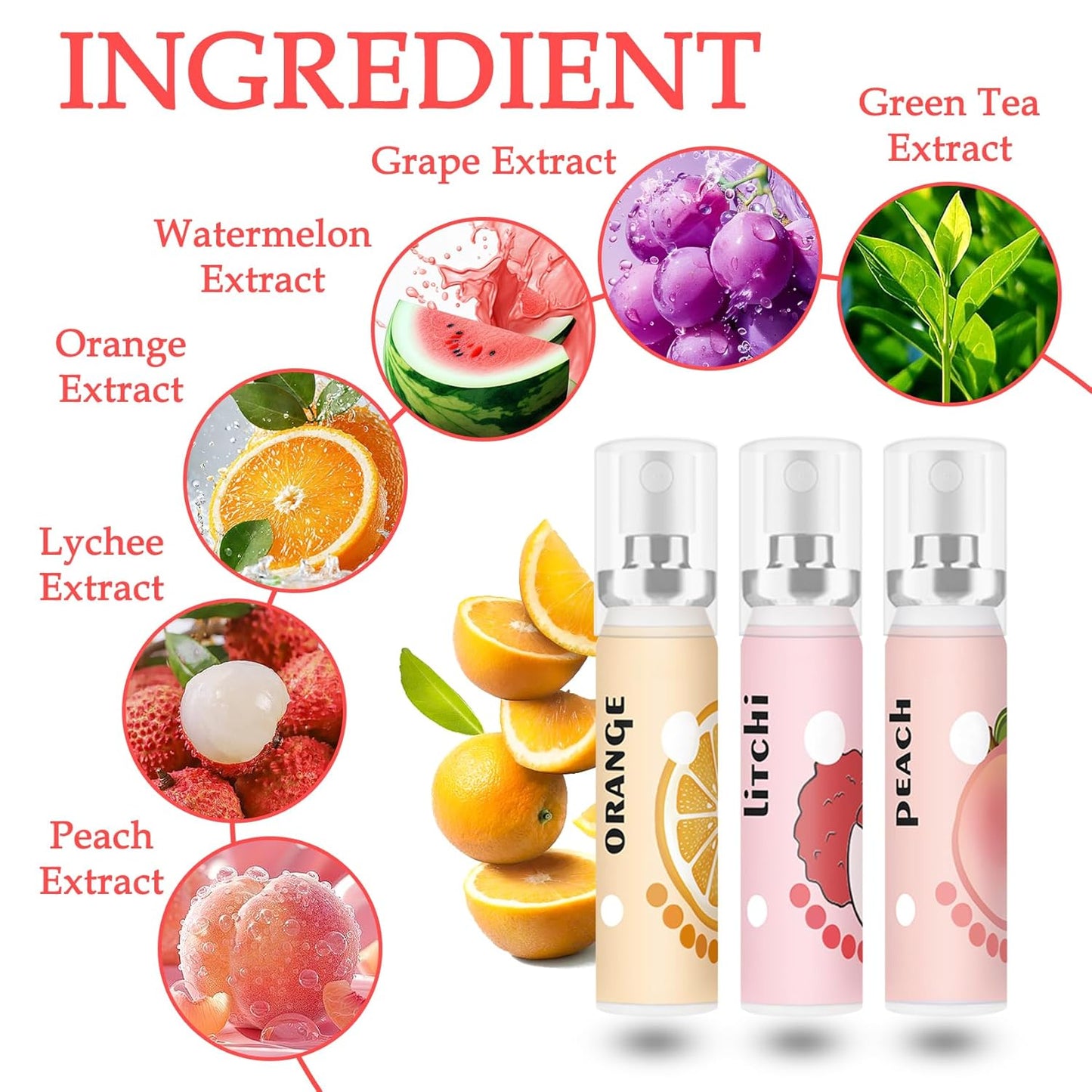 6 Count Breath Spray,Dry Mouth Spray,Breath Freshener,Peach,Grapes and Various Fruit Flavors 0.74 fl.oz/Bottle