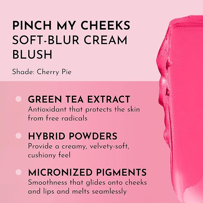 LAWLESS Pinch My Cheeks Soft-Blur Cream Blush - Cherry Pie - Premium Blush with Natural Ingredients to Re-Energize and Protect the Skin While Imparting a Soft, Cloudy Finish - 0.18 oz
