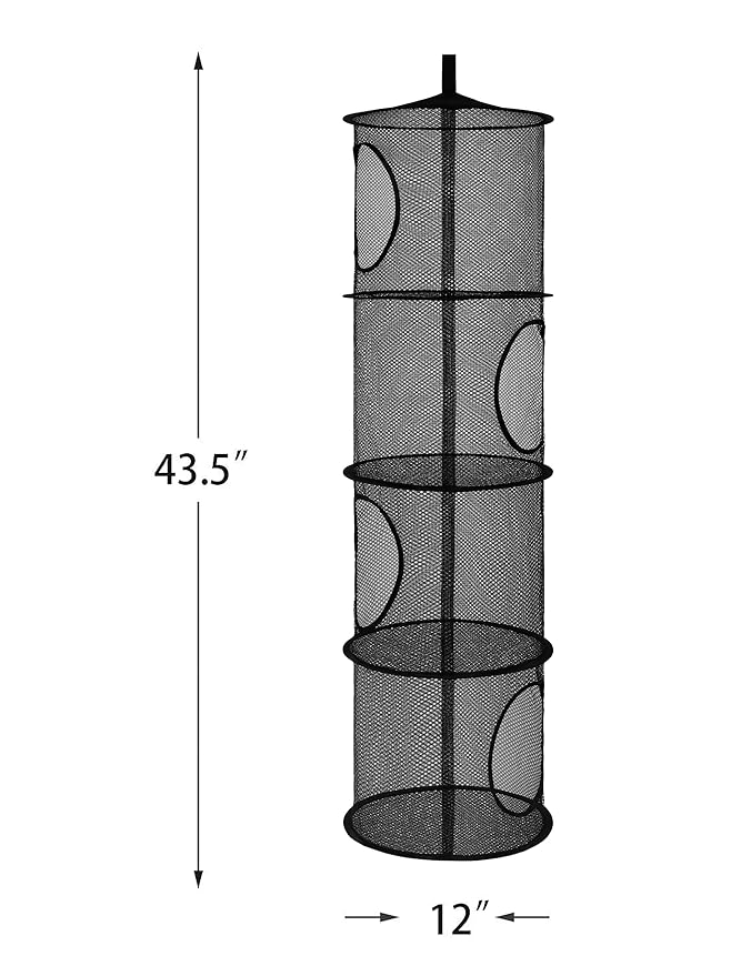 Libeder Mesh Hanging Storage Space Saver Bags Organizer,Foldable Storage Organizer 4 Compartments Toy Storage Basket for Kids Room Bathroom 2 Sets, Black