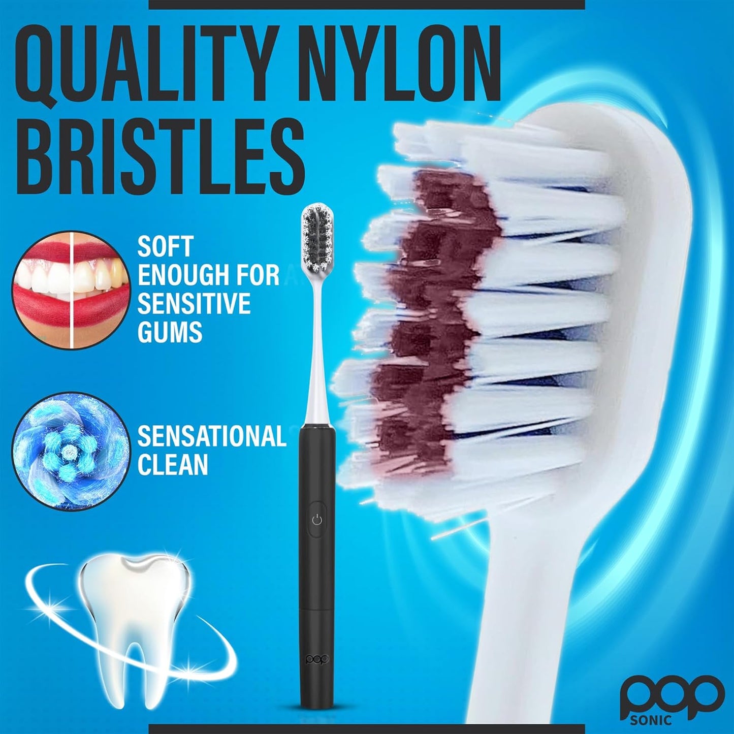 Go Plus Sonic Toothbrushes for Adults w/Electric Toothbrush Case (Black) - Electric Toothbrush for Adults & Kids - Sonic Toothbrush w/ 2 Speeds - 18000-24000 Vibrations Per Minute