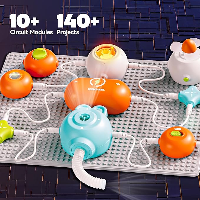Science Kits for Kids - STEM Kits for Kids, Electronics Exploration Kit, 140+ Projects, 10+ Circuit Parts, STEM Educational Toy Gifts for Kid Boys Girls Ages 3 4 5 6 7 8 9 10 11 12