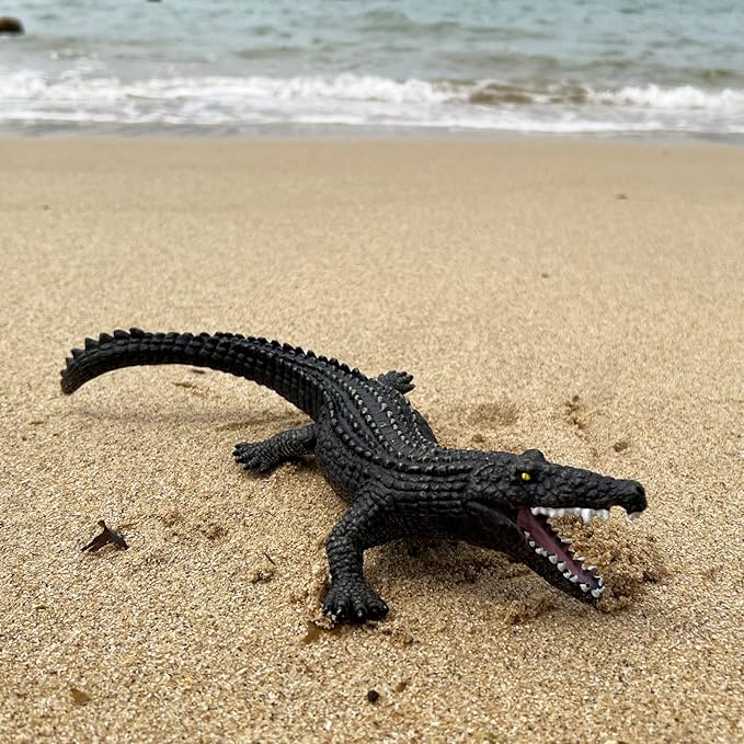 Gemini&Genius Crocodile Toys, Wildlife World Soft Plastic Animals Jungle Animal Alligator Action Figure Great for Educational, Cake Topper, Swim, Bath Toys, Stocking Stuffers for Kids