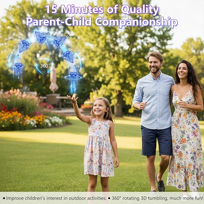 Tikduck 2025 Flying Bouncing Ball Toy - USB Rechargeable, Hand-Controlled with 3D Flips & Multi-Player Fun - Interactive Orb Toy for Kids, Teens & Adults - Indoor & Outdoor Play (Blue)