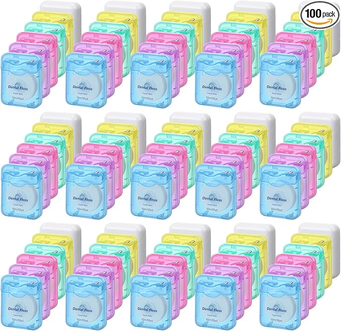 Mimorou 96 Pack Dental Floss Bulk Mint Flavored Floss 50m Each Travel Dental Oral Care for Teeth and Gum Protection(Colorful)