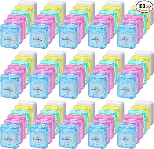 Mimorou 96 Pack Dental Floss Bulk Mint Flavored Floss 50m Each Travel Dental Oral Care for Teeth and Gum Protection(Colorful)