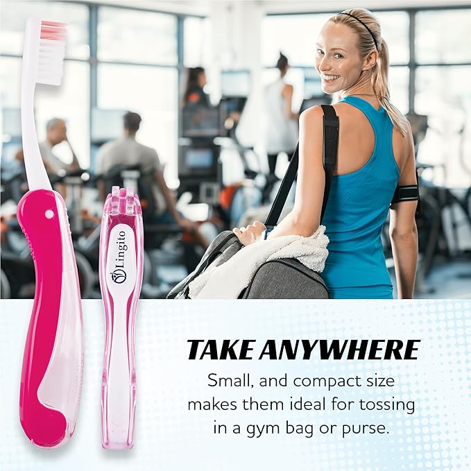 Lingito Mini Toothbrush with Cover, Folding Travel Size, Adults Kit (7 Pack Soft)