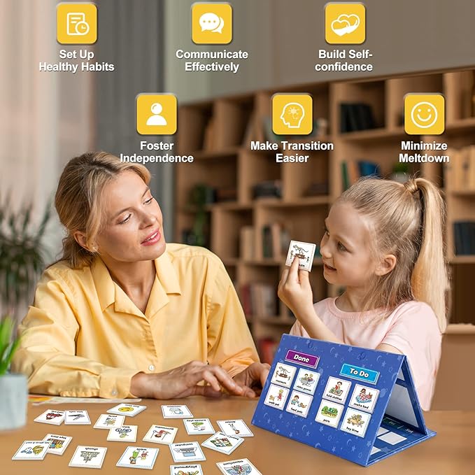 Aizweb Visual Schedule for Kid Chore Chart,Magnetic Morning Bedtime Routine Chart for Toddler,Daily Schedule Magnetic Board Communication Card for ASD,ADHD,PECS Autism Learning Material for Homeschool