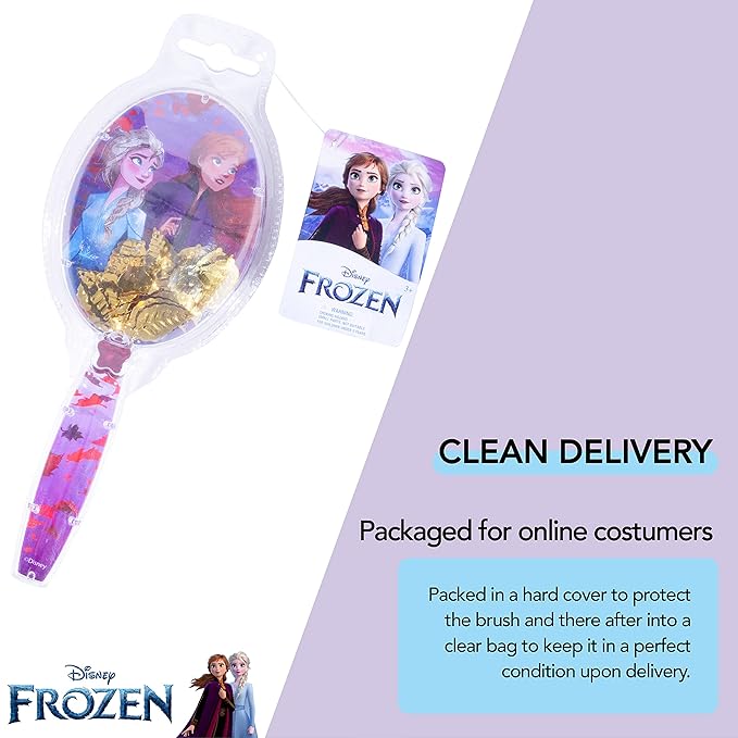 Disney Frozen Hair Brush with Magical Sparkling Leaves Confetti featuring Anna and Elsa for Girls, Purple - Kids Ages 3+