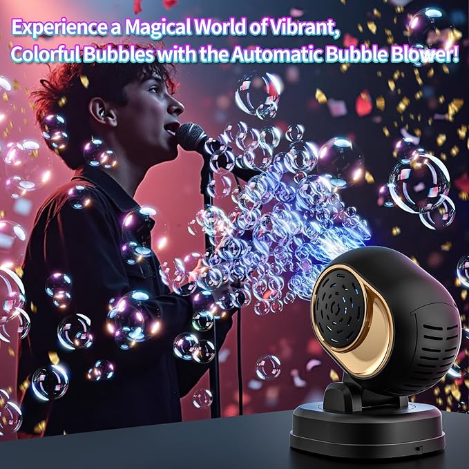 Bubble Machine, Durable Bubble Machines for Kids Toddler Parties, Automatic Bubble Blower Machine Bubble Maker Battery Operated, Great for Wedding Birthday - Christmas Bubble Toy, Black
