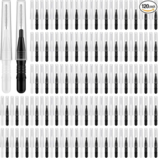 120Pcs Interdental Brushes, 360° Bendable Soft Bristles Braces Flossers Dental Brushes Between Teeth Gum Interdental Brushes for Gum Braces Oral Teeth Cleaning Tool (Black, White)