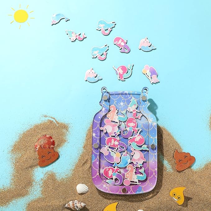Qunclay Reward Jar for Kids Pot Training Reward Jar Classroom Incentive Good Behavior Responsibility Chart for Christmas Boys Girls Gift(Mermaid Style)