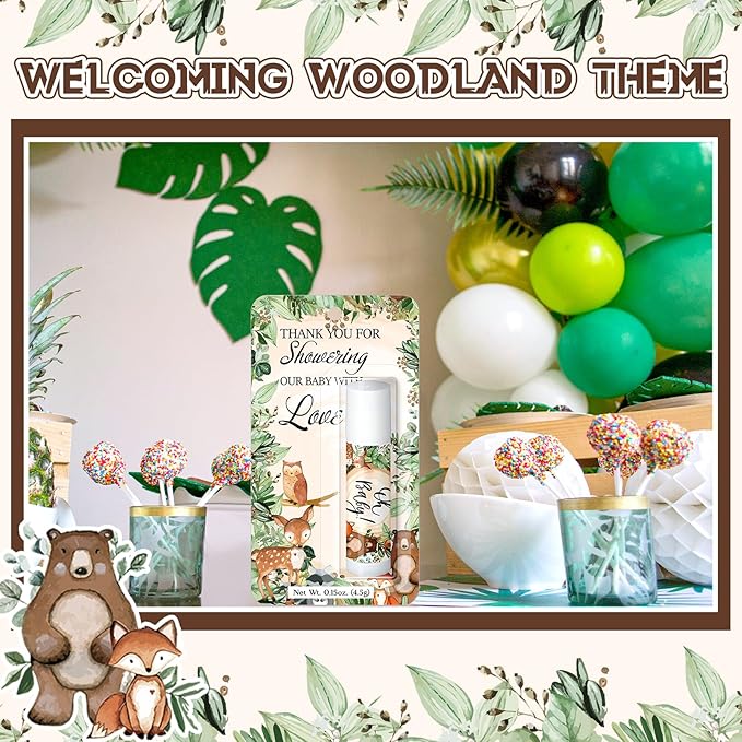 30 Pack Woodland Baby Shower Games Prizes Party Gifts Bulk Lip Balms Favors for Winners Adults Guests Gender Reveal Favors Decorations Baby Shower Souvenirs Gift Bags Stuffers