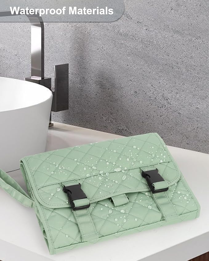 Relavel Travel Hanging Toiletry Bag for Men Women Travel Kit Shaving Bag Waterproof Large Makeup Bag Wash Bag Makeup Organizer Cosmetic Case for Bathroom Shower Green Pro