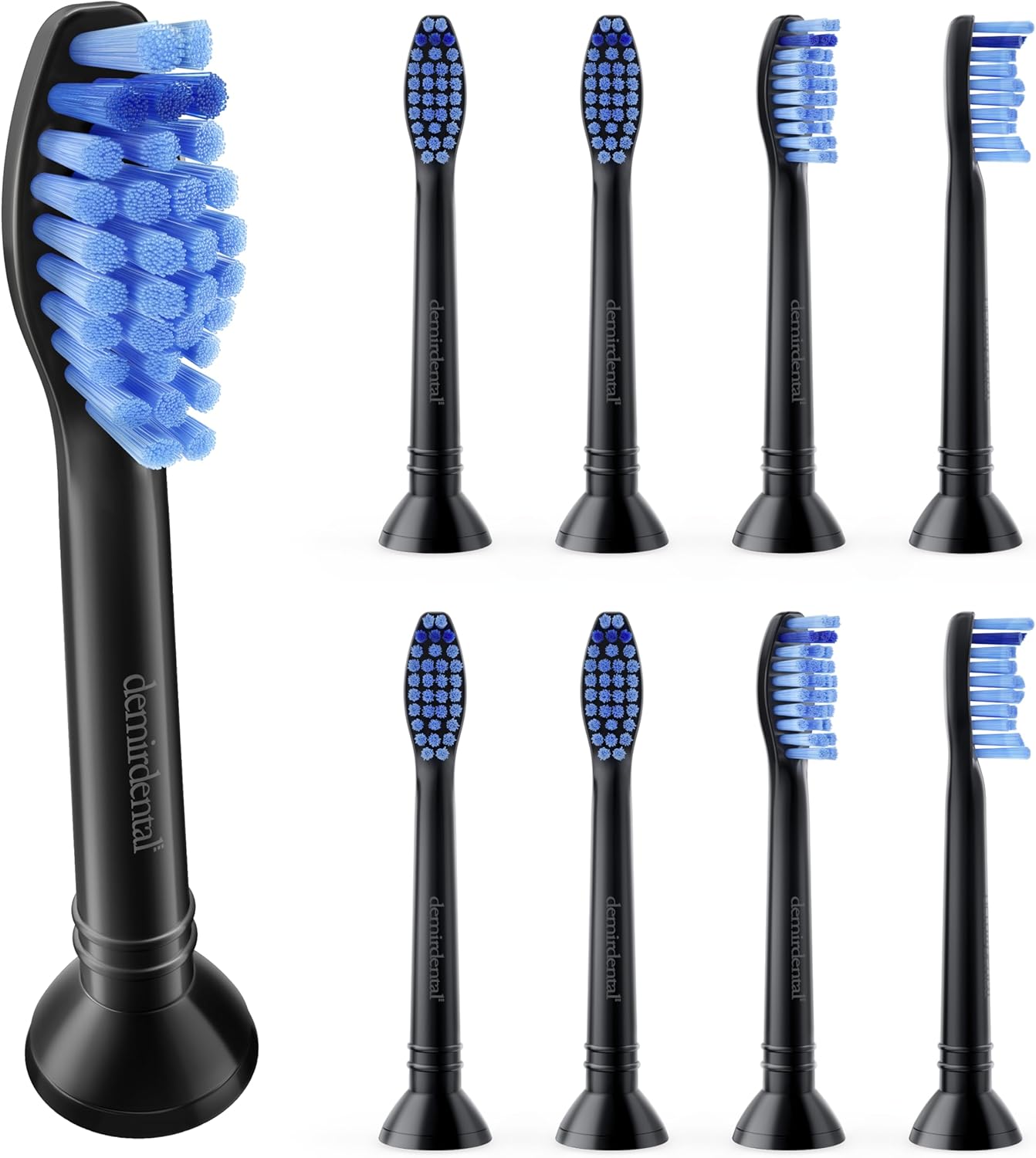 Replacement Heads - Compatible with Philips Sonicare Replacement Heads - Medium Replacement Toothbrush Head - Replaces HX6015/03 SimplyClean Toothbrush Heads - Black - 8 Pack