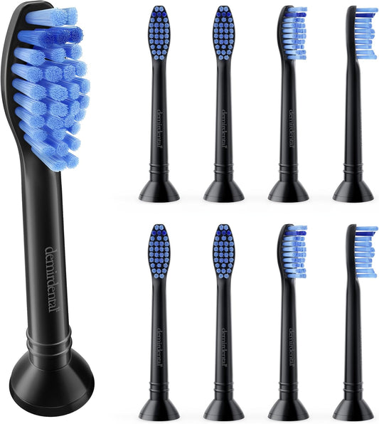 Replacement Heads - Compatible with Philips Sonicare Replacement Heads - Medium Replacement Toothbrush Head - Replaces HX6015/03 SimplyClean Toothbrush Heads - Black - 8 Pack