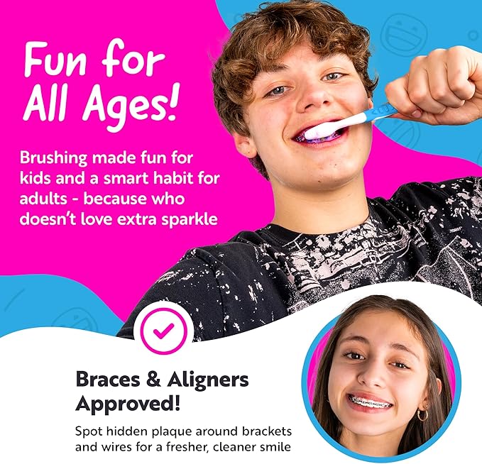 Fatglob Plaque Disclosing Tablets - Delicious Berry Flavor, Dental Care for Kids & Adults, Teeth Cleaning Made Easy, Perfect for Braces & Aligners, Essential Dental Care Kit 30 Counts