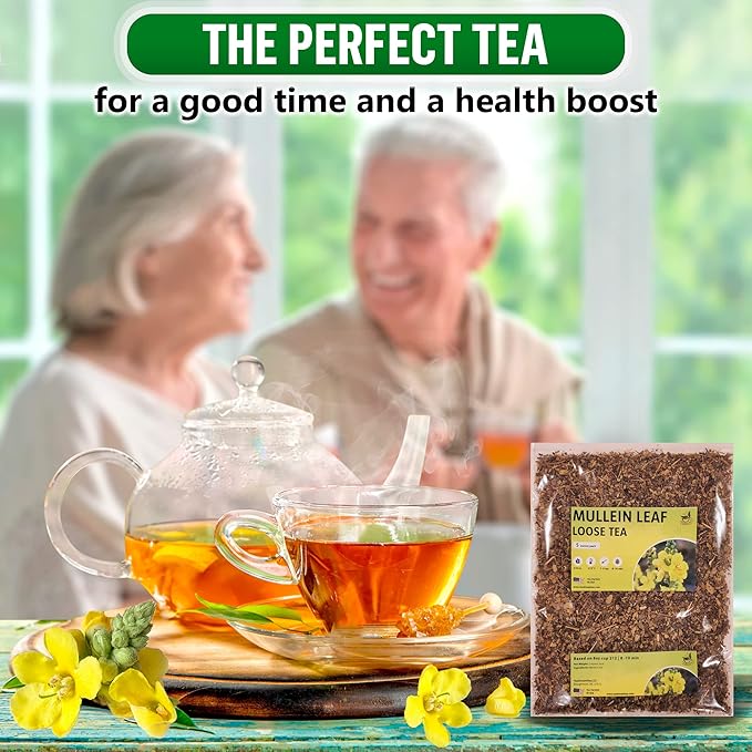 TeaDreamTea Dried Mullein Herbal Tea - Natural Mullein Flowers 5 fl.OZ Loose Tea - Caffeine-free - Pure Natural Premium Mullein Leaf - Mullein Herbal Teas with Cleanse Detox & Respiratory Support Effect