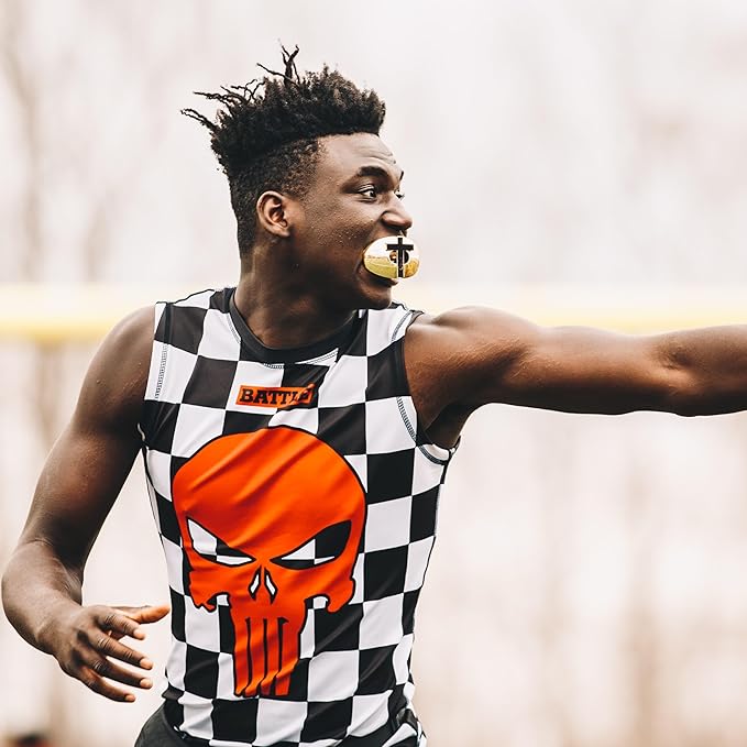 Battle Sports Cross Oxygen Football Mouthguard - Superior Airflow & Better Performance, Maximum Protection & Breathability Football Mouthpiece, Works with Braces