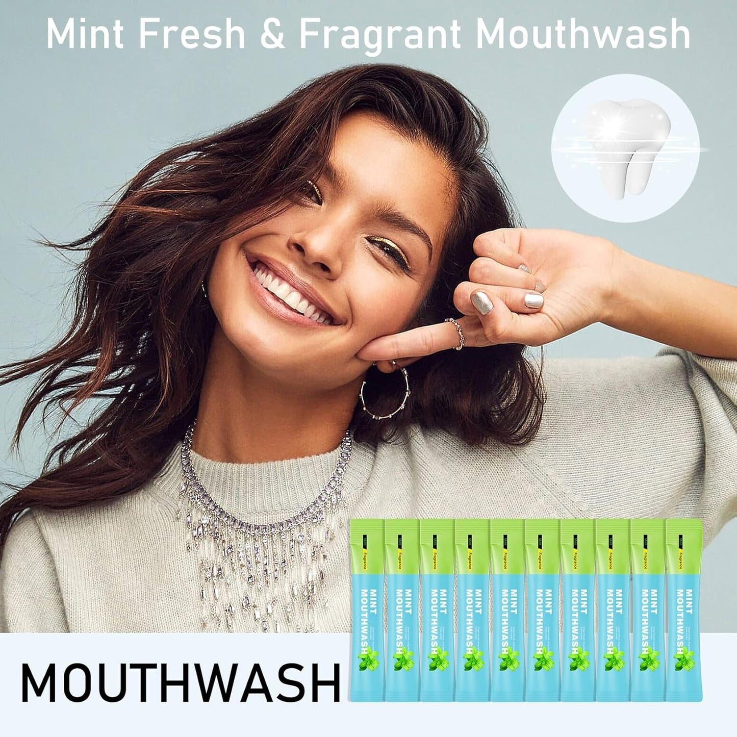 Mini Mouthwash Travel Size,Mint Flavor Portable Individual Travel Mouth Wash for Fresh Breath, Refreshing Long Lasting Gentle Oral Care Mouthwash Packs(Pack of 20)