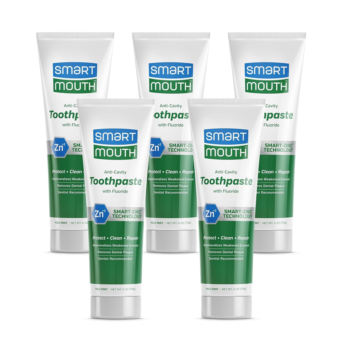 SmartMouth Premium Toothpaste for Elite Oral Health Protection, 6 oz Each, 5 Pack