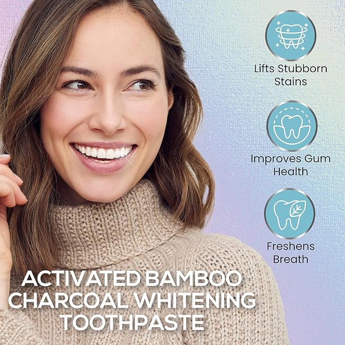 Venus Visage Activated Charcoal Toothpaste for Whitening - Effective Teeth Whitening Toothpaste for Surface Stains - Peppermint Flavor (3.7 oz/105 g)