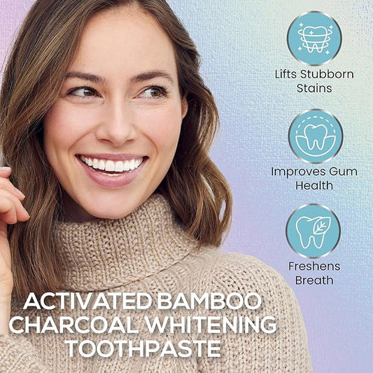 Venus Visage Activated Charcoal Toothpaste for Whitening - Effective Teeth Whitening Toothpaste for Surface Stains - Peppermint Flavor (3.7 oz/105 g)