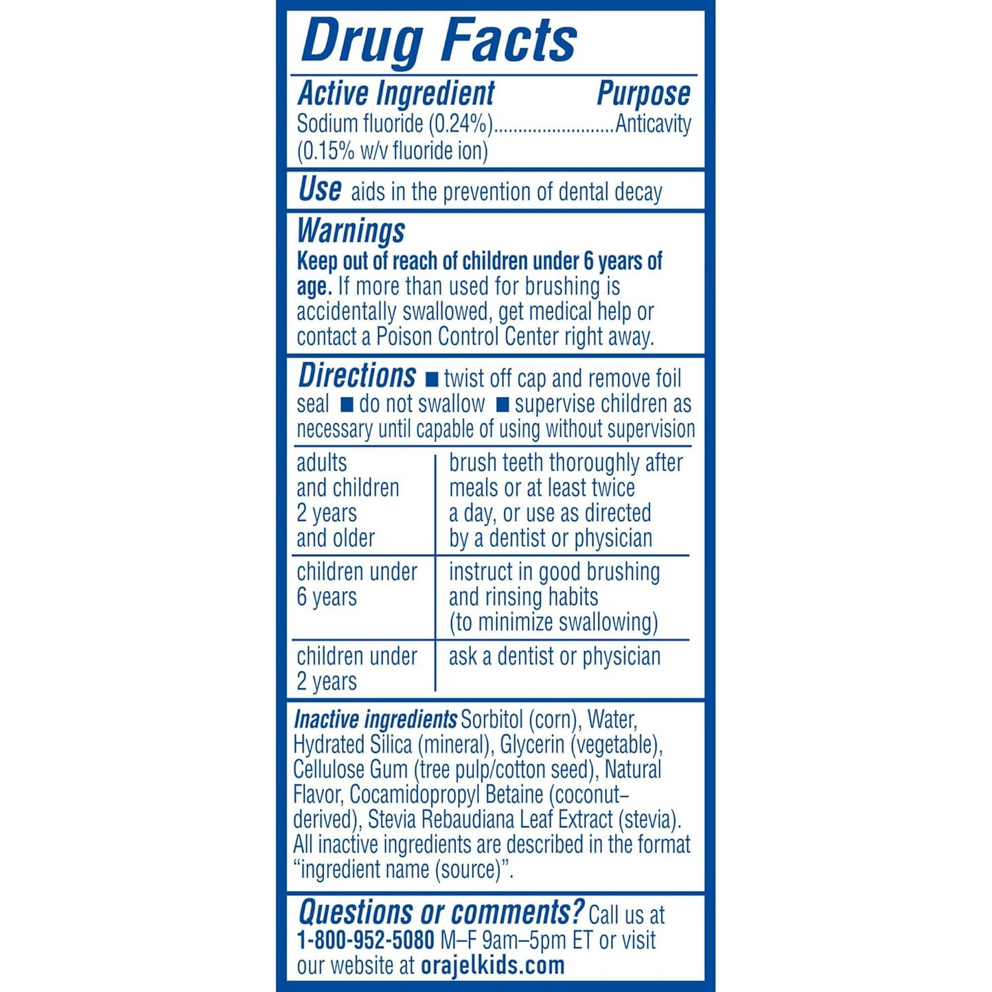 Orajel Kids Paw Patrol Anti-Cavity Fluoride Toothpaste, Natural Fruity Bubble Flavor, 4.2oz Tube (Pack of 2)