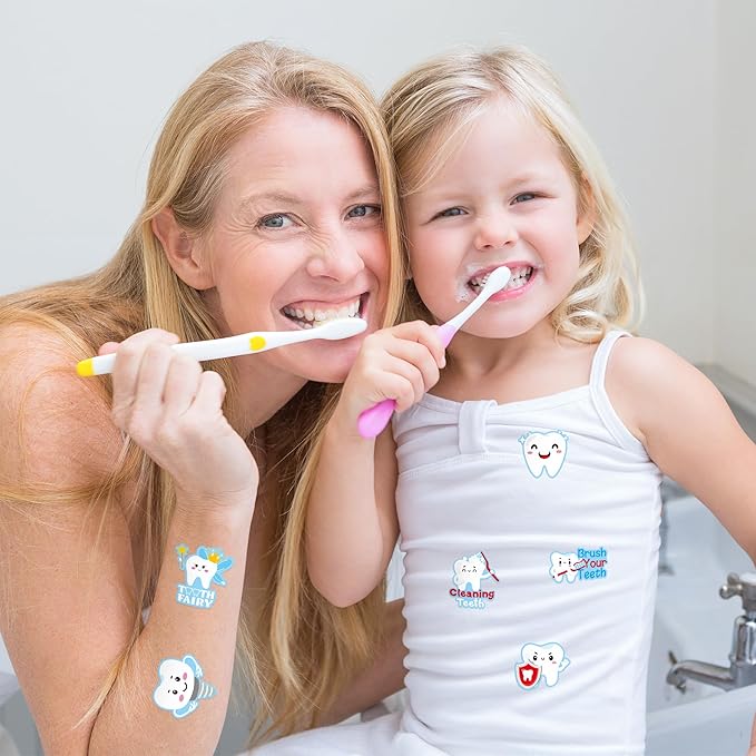 CJiangpo 1000Pcs Tooth Roll Stickers, Funny Dental Tooth Fairy Sticker Decals for Laptop Water Bottle Scrapbook DIY Crafts, Baby Shower Birthday Party Decoration Gift for Boy Girl