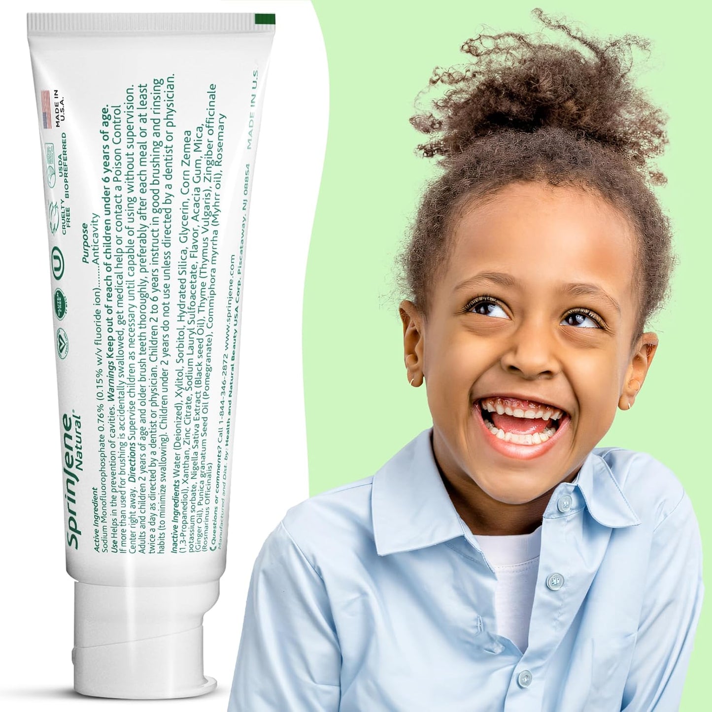 SprinJene Natural Children’s Toothpaste – Watermelon Fluoride Toothpaste for Kids & Toddlers – Cavity Protection – Safe Natural Formula with Patented Black Seed Oil & Zinc – Made in The USA (4 Pack)