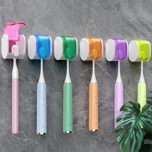 Toothbrush Holders for Bathrooms【Upgrade Single Slot Design】 Toothbrush Holder Wall Mounted with Cover Moisture-Proof and Dust-Proof Toothbrush Storage Organizer for Shower Family and Travel 6PCS