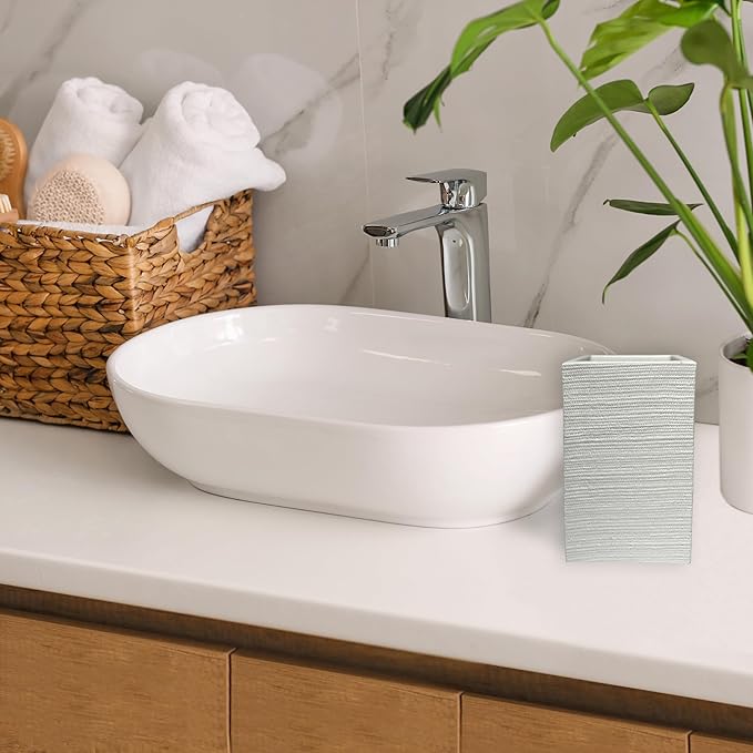 Mandarin Resin Bathroom Tumbler - Decorative Toothbrush Holder Cup for Bathroom Vanity Organizer and Countertop Decor