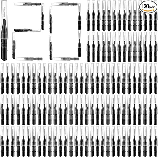 120Pcs Interdental Brushes, 360° Bendable Soft Bristles Braces Flossers Dental Brushes Between Teeth Gum Interdental Brushes for Gum Braces Oral Teeth Cleaning Tool （Black）