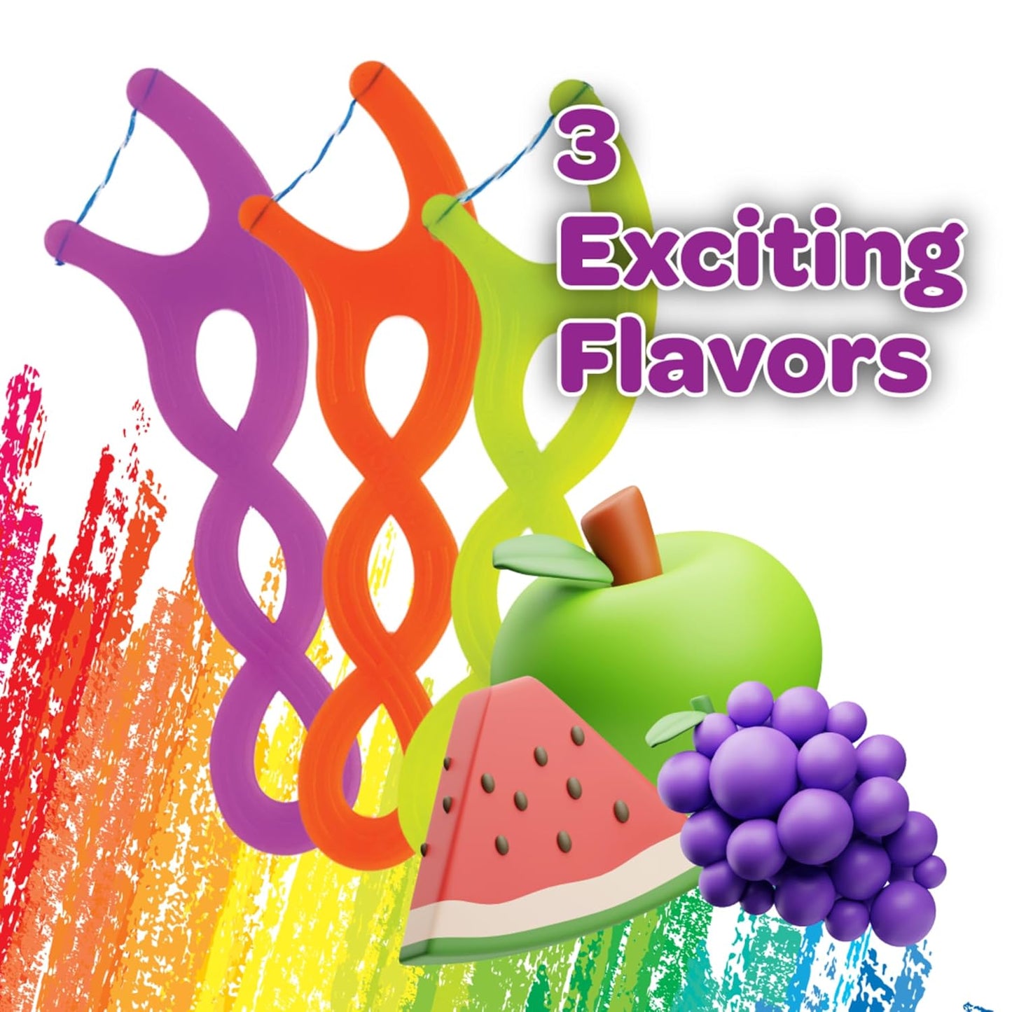 GUM Crayola Twistables Kids Flossers with Fluoride - Designed for Little Hands - Three Fun Fruit Flavors - Easy to Use Kids Floss Picks for Children Ages 3+, 90 Count