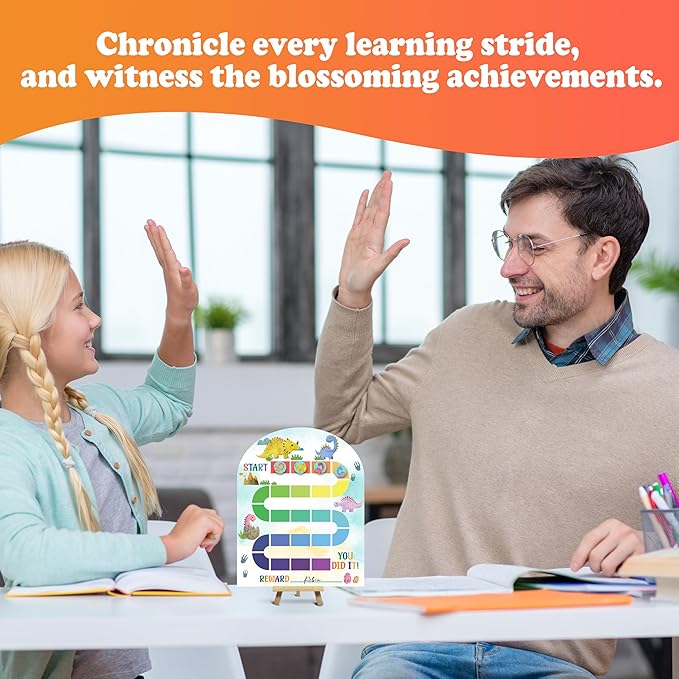 Dinosaur Theme Wooden Reward Chart, Behavior Reward Charts, Incentive Responsibility Chart for Boys Kids Toddlers Chore Homework Good Habits Assignments Attendance, 07