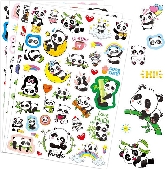 Cute Panda Stickers Cool Funny Panda Adhesive Waterproof Stickers 665 Counts for Zoo Animal Birthday Invitations Envelopes Decorations Party Goodie Gifts Bags Decor School Game Class Rewards