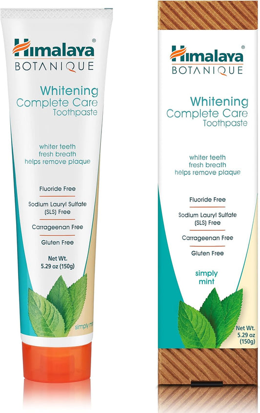 Himalaya Botanique Complete Care Whitening Toothpaste, Simply Mint, for a Clean Mouth, Whiter Teeth and Fresh Breath, 5.29 oz