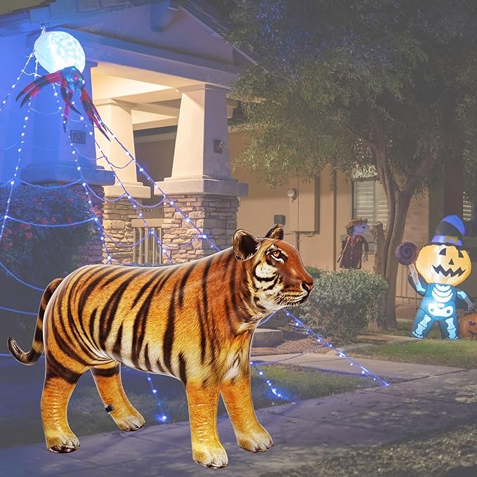 Jet Creations Tiger Inflatable 40"L x 20"H – Blow Up Animal Toy for Kids 3+ – Safari Party, Birthday, Holiday & Halloween Decor, Yard Display, Pool Play, VBS, Orange with Black Stripes, 1 PC