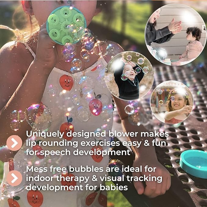 Innobaby Spike Bubble Blower with Mess Free Botanical Bubbles and Dipping Tray - Magic Wand Blows Oodles of Bubbles Without The Mess - Recommended for Speech, Visual & Motor Development - Color: Aqua
