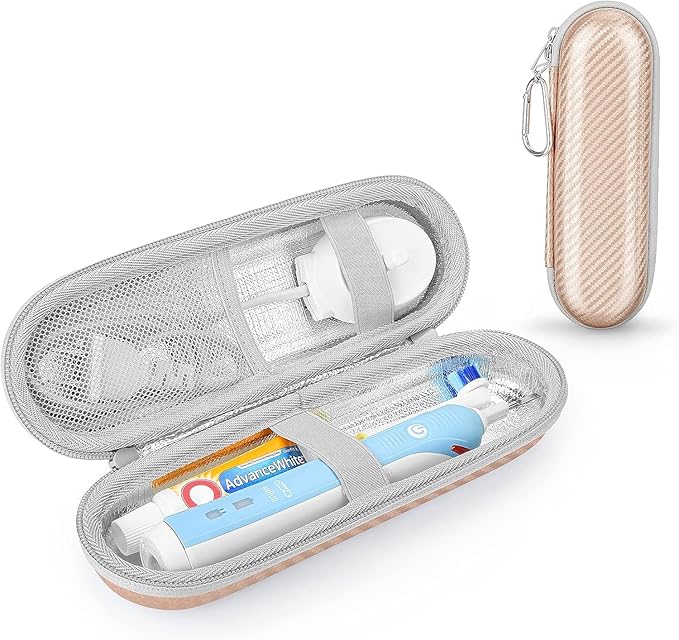 Yinke Travel Case for Oral-B/Oral-B Pro 1000 1500 5000 7000 6000 9600 Smartseries/Philips Sonicare ProtectiveClean/iO Series Electric Toothbrush,Hard EVA Case Protective Cover Storage Bag(Rose golden)
