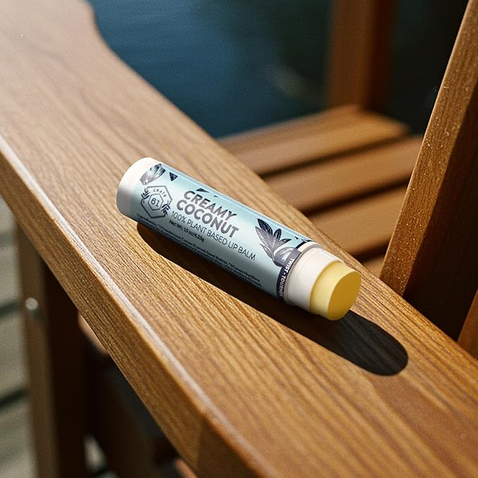 Crate 61 Lip Balm 3-Pack – Creamy Coconut – Plastic-Free Plant Pod® Tube – Made with USDA Organic Ingredients – Natural Lip Care for Dry Lips – Safe for Men, Women & Kids