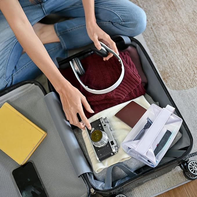 TSA Approved Clear TPU Toiletry Bag with Magnetic Closure Leak Resistant Makeup Bag Cosmetic Pouch Dopp Kit Travel Essentials Bag Magnetic Travel Container Organizer Pouch (Beige)